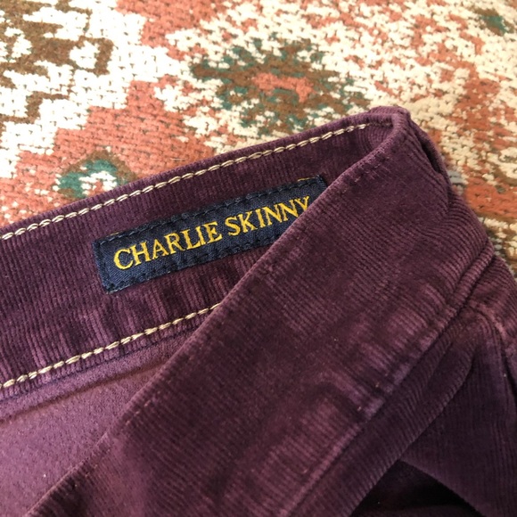 Lucky Brand Charlie Skinny Burgundy Corduroy Pants Size - Picture 6 of 7